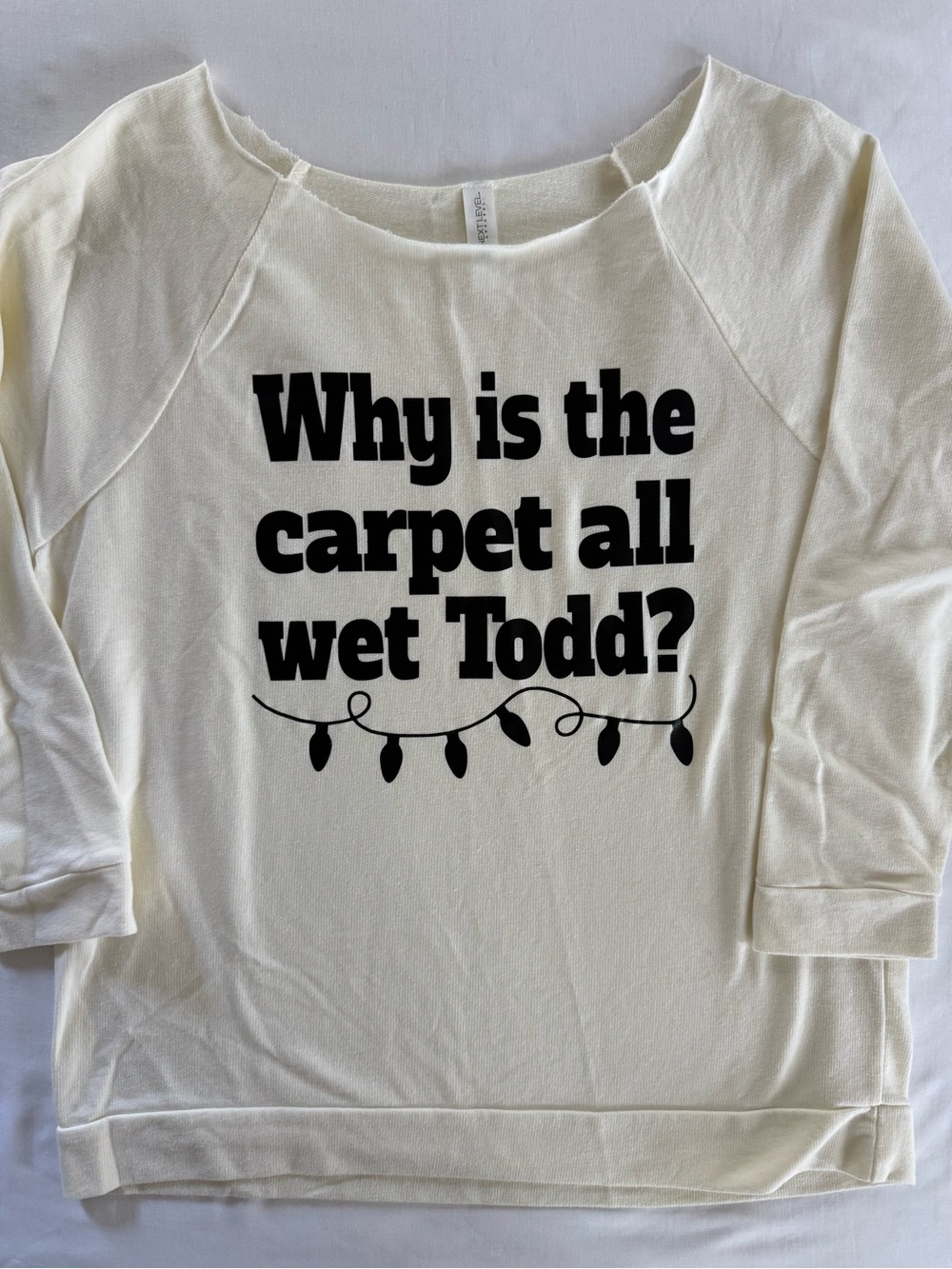 Christmas Vacation Sweatshirt, Wide Neck, Cream, Size Medium